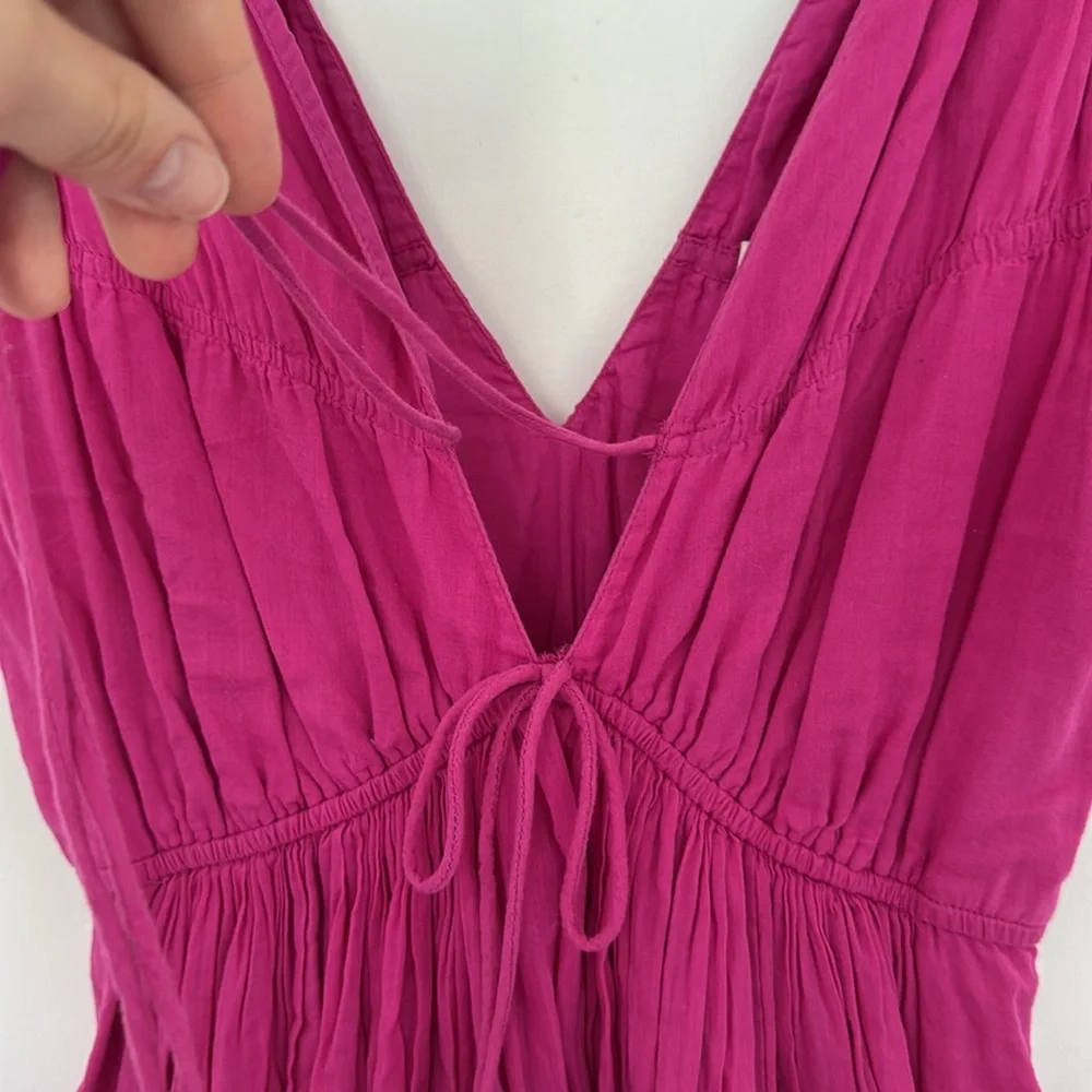 Abercrombie & Fitch Sleeveless Tie Front Maxi Dress, Pink - Size M - Picture 3 of 10
